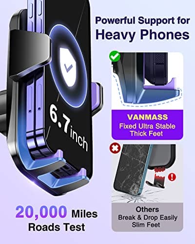 VANMASS Top Car Phone Holder 2026 [85+ lbs Strongest Suction & True Military-Grade] Rotatable Mobile Phone Mount Universal Dashboard Windscreen Vent Desk Automobile for iPhone 17-Pro Max 16 15 Samsung — view 3