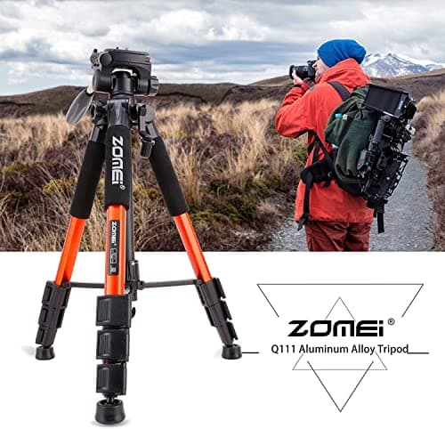 Zomei Q111 Travel Camera Tripod Lightweight with3 Way Fluid Panhead(Orange) — view 6