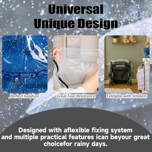 Universal Rain Cover for Pushchair, 1 Pcs Breathable Universal Pram Rain Cover, Securely Protects from Wind, Snow, and Insects, Fits Most Standard Strollers and Prams — view 3