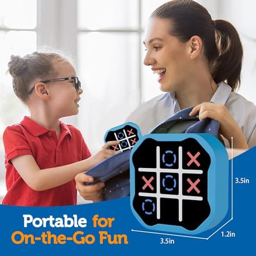MASSRT 3-in-1 Electronic Tic Tac Toe Handheld Travel Game, Blue — view 5