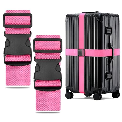 WISYOK Luggage Straps Extended, 2 Pack, 130-250cm Adjustable, Pink
