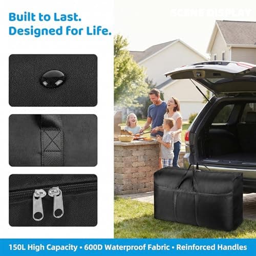 Large Storage Bags with Zips - 4Pack 150L 600D Oxford Heavy Duty Moving Bags, Waterproof Clothes Storage Bag for Duvet Bedding Laundry Xmas, Packing Bags for Loft Underbed Moving House, 100x48x25cm — view 5