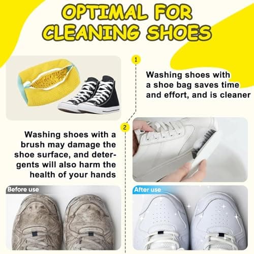 Trainer Washing Machine Bag,Laundry Shoe Bags for Washing Machine for All Shoe Types & Sizes, 360° Wrap-Around Cleaning, Shoe Washing Machine Bag for Washer & Dryer - YELLOW 2PCS — view 4