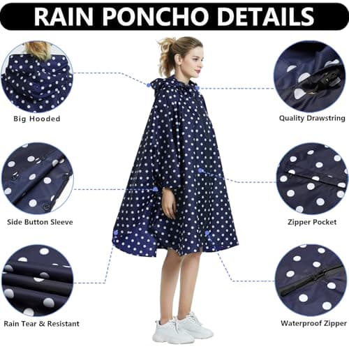 SIRMEDAL Waterproof Rain Poncho Hooded Raincoat Outdoor Cape — view 3