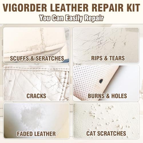 Cream Leather Repair Kit for Furniture, Vinyl Repair Kit for Car Interior, Sofa, Purse and Jacket, Restore Any Material with Super Easy Instructions to Fix Scratches, Tears, Holes, Peeling — view 2