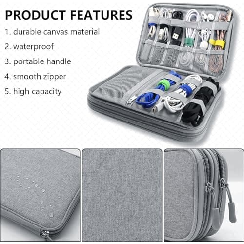 Teskyer Travel Cable Organiser Bag, Travel Essential, Dark Gray — view 4
