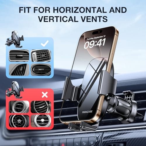 miracase 2nd Generation Car Phone Holder, Air Vent Phone Holder for Cars 360¡ã Rotation, Universal Mobile Phone Mount Automobile Cradles for Vent Van iPhone 14 Pro Max 13 12 11 Samsung — view 5