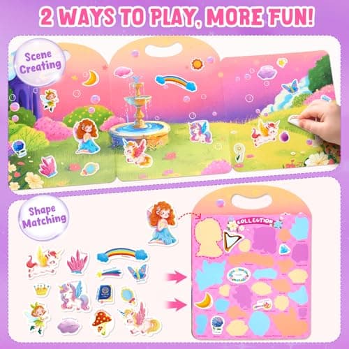JoyCat Reusable Sticker Book Set (3-Pack): Unicorn, Fairies, Mermaid — view 4