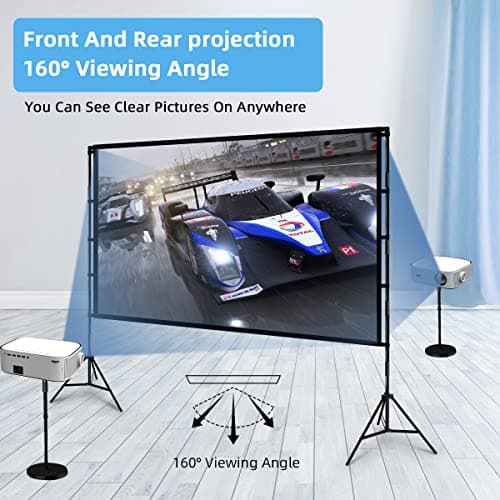 Projector Screen and Stand,Towond 100 inch Indoor Projection Screen Portable Outdoor Projection Screen 16:9 4K HD Rear Front Movie Screen with Carry Bag for Home Theatre and Backyard Cinema Nights — view 5