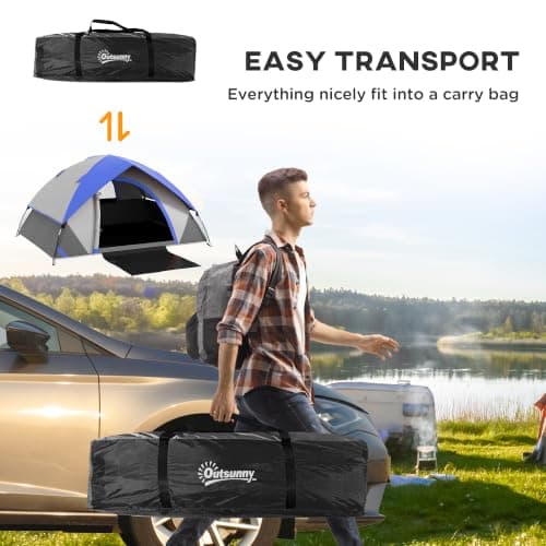 Outsunny Camping Tent 2 Man Dome Tent 3000mm Waterproof Grey and Dark Blue — view 6