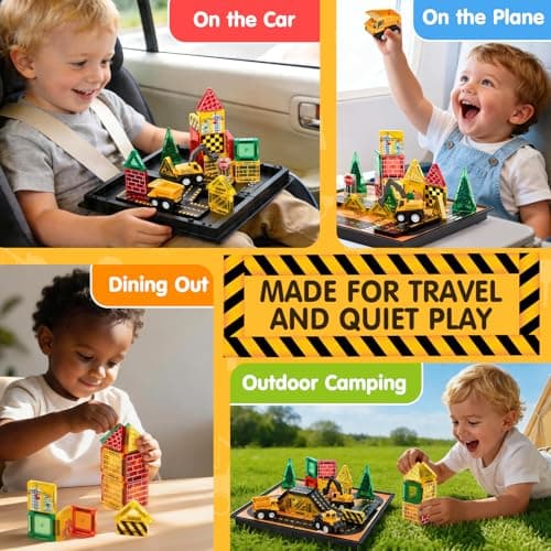 hahaland Mini Magnetic Tiles Set Road Magnetic Building Blocks with Case — view 4
