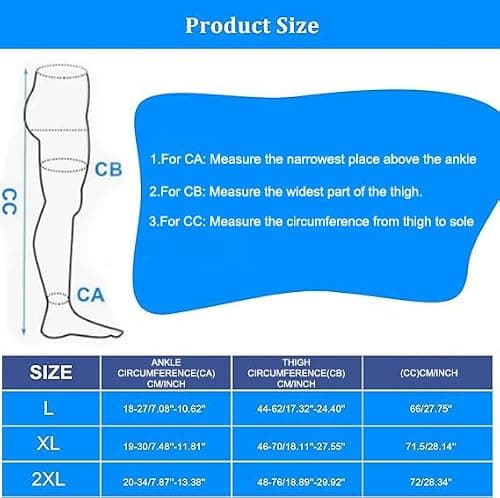 AOGOE Medical Open Toe Thigh High Compression Socks for Women & Men, 23-32 mmHg Open Toe Support Stockings with Anti-Slip Silicone Band, Graduated Compression Socks for Varicose Veins, Edema, Flight — view 2