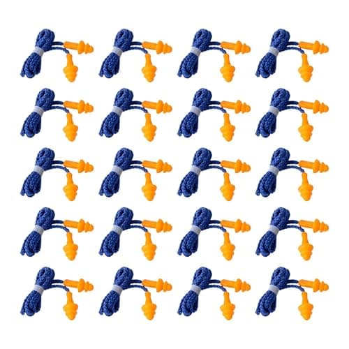 20 Pairs Corded Ear Plugs, Reusable Silicone Earplugs Sleep Noise Cancelling, for Noise Cancelling and Hearing Protection (Orange)
