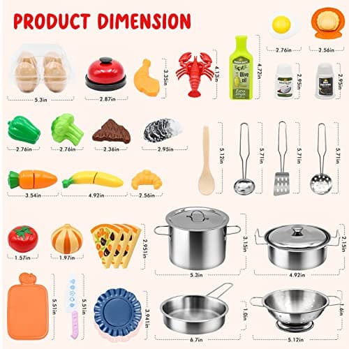 Hohosunlar Pretend Play Kitchen Accessories Set, 59Pcs Kids Cooking Set — view 2