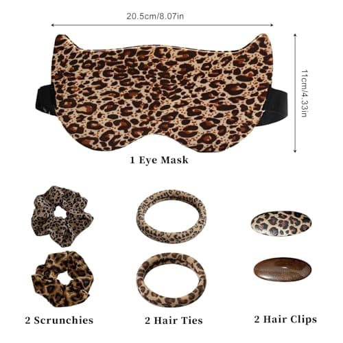7Pcs Leopard Print Gifts Set, Blackout Mask & Hair Scrunchies for Women — view 2
