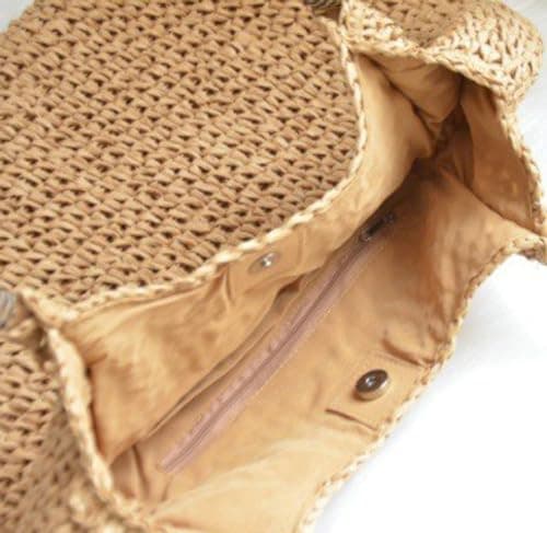Hzxsny Lightweight Straw Bag for Women, Straw Beach Bag Tote Bag, Large Woven Tote Straw Bags, Summer Beach Rattan Handbag, Purple, One Size, Tote — view 4