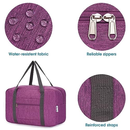for Ryanair Cabin Bags 40x30x20 Underseat Foldable Travel Duffel Bag Holdall Tote Carry on Hand Luggage Overnight for Women and Men 20L (Dark Purple) — view 5