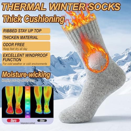 viiotu 3 Pairs Kids Merino Wool Socks Winter Thermal Warm Boys Girls Mid Calf Cozy Boot Socks — view 3