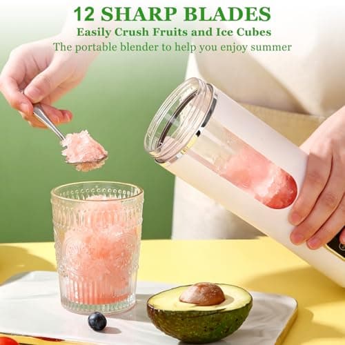 Upgraded Portable Blender, Powerful Extractor Blade, 530ml Cup, Rechargeable USB-C Charging Cable & User Guide, Powerful Cordless Mini Blender for Milkshakes, Smoothies, Purees, Flavored Sauces — view 3