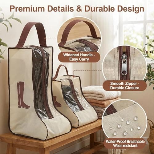 SHIQUAN 4 Set Boot Storage Boot Bag, 2 Long and 2 Short Styles, Beige — view 3
