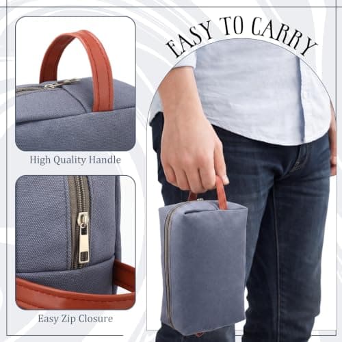 Hillban 8 Pcs Travel Toiletry Bags for Men Hanging Toiletry Bags Water Resistant Canvas Shaving Bag with Large Capacity Travel Accessories Bag for Women Men, Bathroom Shaving Kit Case(Grey) — view 4