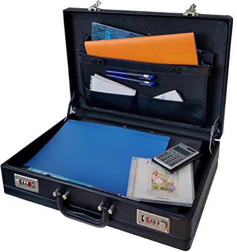 ESSENTIAL PRODUCTS Smooth Nappa Faux Leather Expandable Executive Attache Case Briefcase — view 2