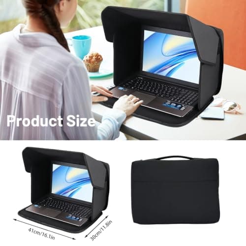 Laptop Sun Shade Cover Sleeve Bag 2in1 Foldable Laptop Hood Privacy Shield — view 2