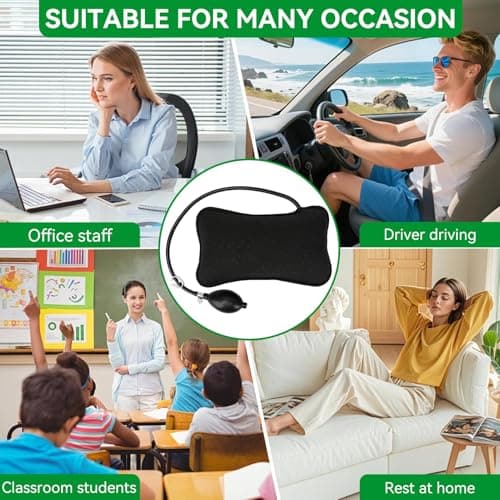 Agatige Inflatable Lumbar Support Pillow, Portable Adjustable Lumbar Pillow for Office Chair Low Back Support Pillow with Pump Back Pillow for Rest, Sleeping, Travel — view 4
