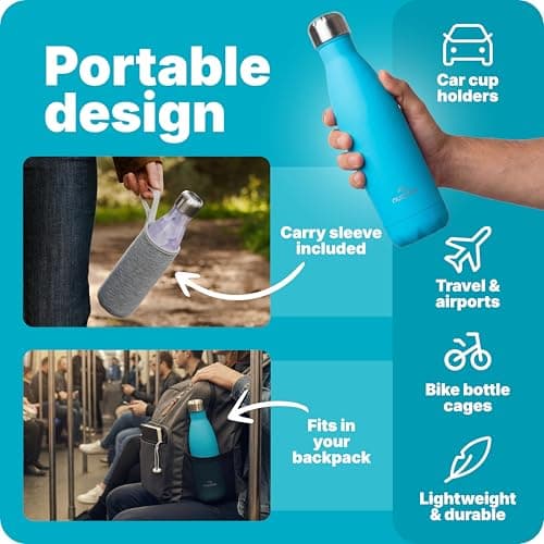 Nuactiv Stainless Steel Water Bottle 500ml Vacuum Insulated Metal Flask — view 5