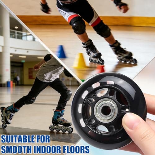 TOBWOLF 8 Pack 70mm 82A Indoor Inline Skate Replacement Wheels, Black — view 6