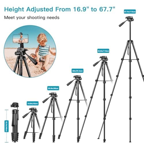 Victiv Camera Tripod for Canon Nikon Sony 172cm, Lightweight & Portable — view 3
