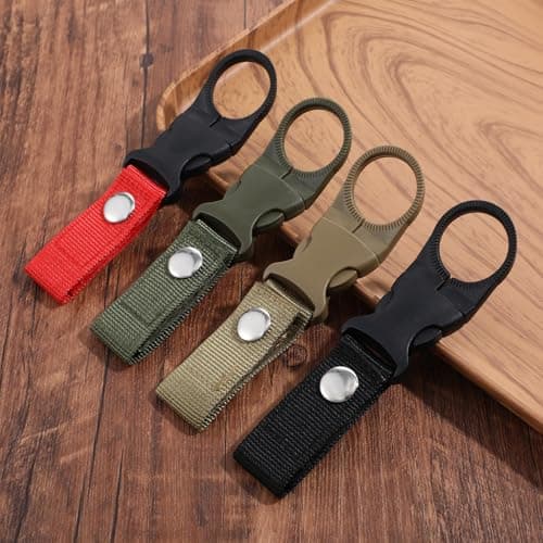 4Pcs Hanging Water Bottle Clip for Backpack, Portable Water Bottle Buckle Clip for Outdoor Camping Hiking Traveling Backpack Belt Nylon Webbing Strap Tools — view 4