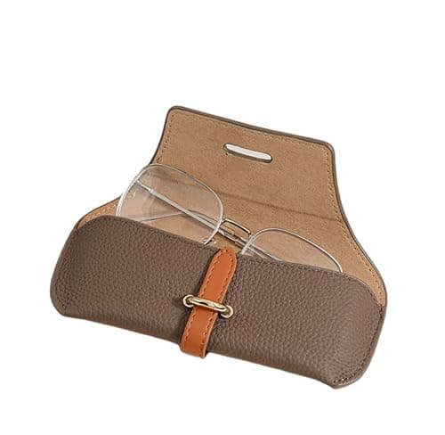PengLAI Slim Leather Glasses Case for Women & Men - Soft PU Leather Glasses Case with Hard Shell Protection, Compact Sunglasses Case for Travel, Gift