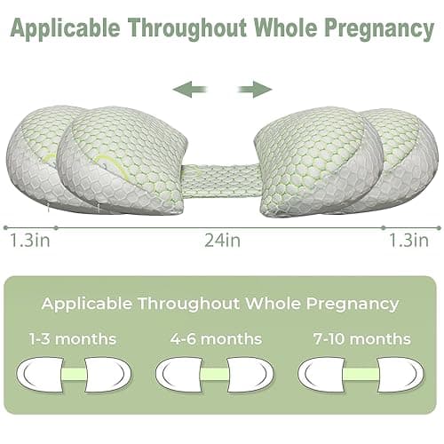 Lighterday U Shaped Pregnancy Pillow for Sleeping,Adjustable Wedge Maternity Pillow,Detachable Maternity Pillow for Pregnant Women,Body Support Pillow for Back,HIPS,Legs (Upgraded Green) — view 4