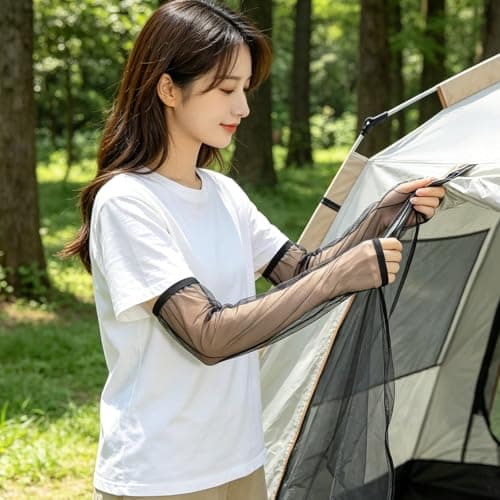 HOMOBABE 2pcs Mosquito Arm Sleeves Lightweight Fine Mesh Netting for Efficient Bug Protection, Polyester Outdoor Arm Covers for Leisure and Travel, Suitable for Men and Women — view 5