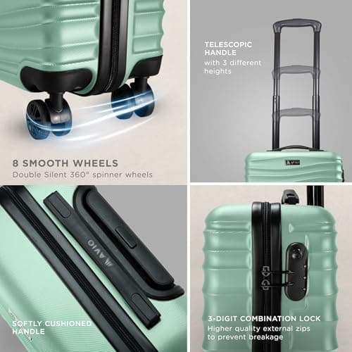 Avio Carry-On Cabin Luggage 55x40x20cm | Hard Shell Suitcase 4 Wheels — view 5