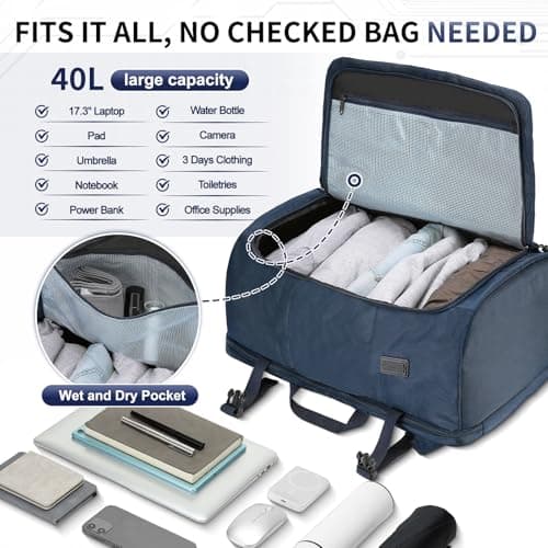 SUIKIHUM Travel Backpack,Carry on Backpack TSA Flight Approved Daypack 40L — view 4