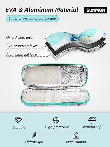 SUNMON Insulin Cooler Travel Case with 2 Ice Packs, Insulated Medication Organiser for GLP-1 & Insulin Pens, Hard EVA Shockproof & Waterproof Carrying Case (4-6H Cooling, Green) — view 2