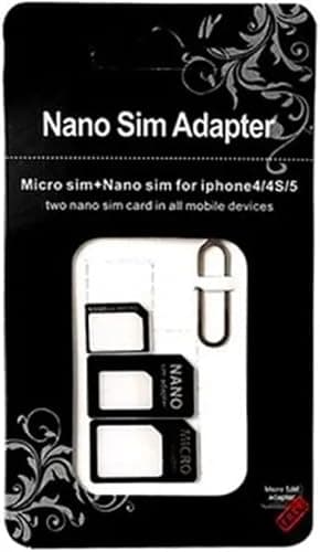 4 in 1 Nano SIM Card Adapter, SIM Card Adapter Kit, Sim Popper and Tray with SIM Ejector Pin Compatible with Mobile Phone - Black