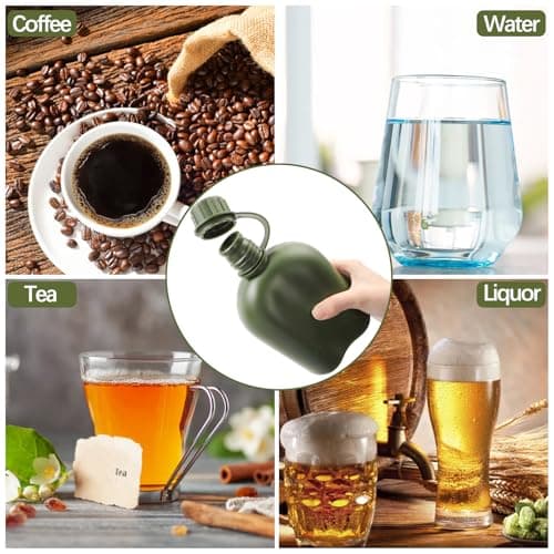 ZOOFOX Military Canteen, 1 Quart Portable Army Water Bottle with Aluminum Cup, Stainless Steel Spoon, Fork and Knife, Plastic Tactical Water Bottle for Military Hiking Camping Survival — view 4