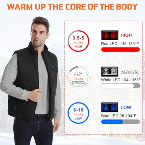 Rtdep Heated Gilet for Men, Heated Body Warmer Mens with 10000mah Battery Pack, Heated Vest with 8 Zone Heating, Heated Jackets for Men Work Thermal Vests, Motorcycle(M) — view 2