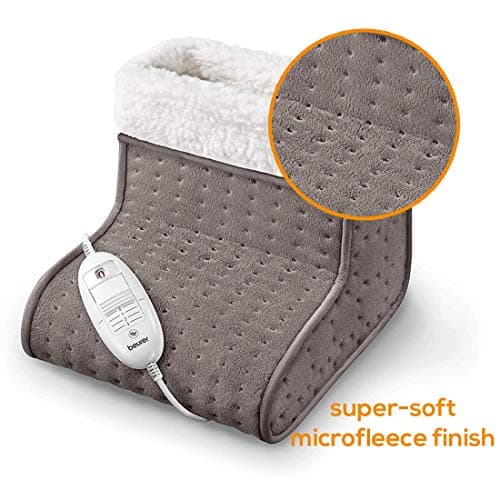 Beurer FW20UK Cosy Foot Warmer - Taupe | Electric foot warmer for cold feet | 3 temperature settings | Cosy teddy fleece lining | Soft and breathable | Suitable up to shoe size 12.5 | Washable lining — view 3