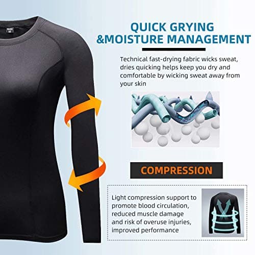 Sillictor Womens Long Sleeve Thermal Tops, Compression Sports Base Layer — view 4