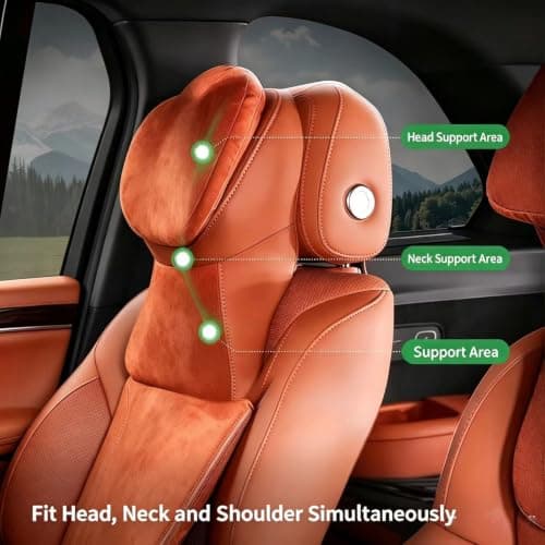 LiYaBaiHuo Car Neck Headrest Pillow for Lexus ES 350 2007-2026, Driving Seat Softness Travel Car Neck Pillow Fatigue Relief Ergonomic Design,D-Beige — view 3