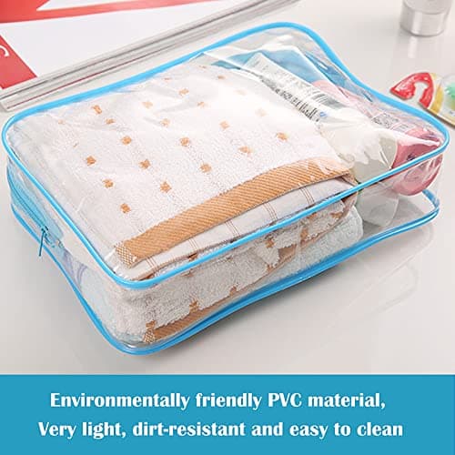 2 PCS Clear Travel Toiletry Bag, Blue Waterproof Toiletries Carry Pouch Clear PVC Makeup Bag Wash Bag Zipped Cosmetic Makeup Organizer Case Travel Luggage Pouch for Men Women and Kids(Medium,Large) — view 5