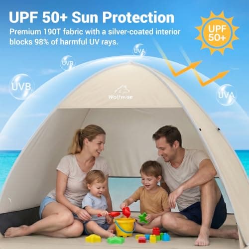 WolfWise Pop up Beach Tent, 4-5 Person Sun Shade Instant Setup for Outdoor — view 5