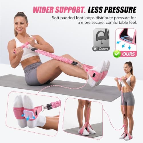 ALongSong Pedal Resistance Band with Handle 30-108LBS, Wider Foot Straps, Adjustable Length&Resistance,Storage Bag Home Gym Travel Workout Use for Full-Body Fitness Pilates Equipment Women Men — view 3