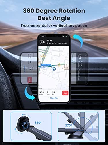 TOPK Car Phone Holder, Magnetic Phone Car Mount for Windshield and Dashboard,[Strong Suction] Adjustable Long Arm with Strongest Magnet for Cellphones — view 6