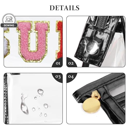 Elehui Clear Sunscreen Bag Waterproof Summer Beach Vacation Essentials Pool Day Must Have Accessories Small Makeup Toiletry Pouch Travel Purse Necessities Preppy Gifts for Women Teen Girls Black Sun — view 3