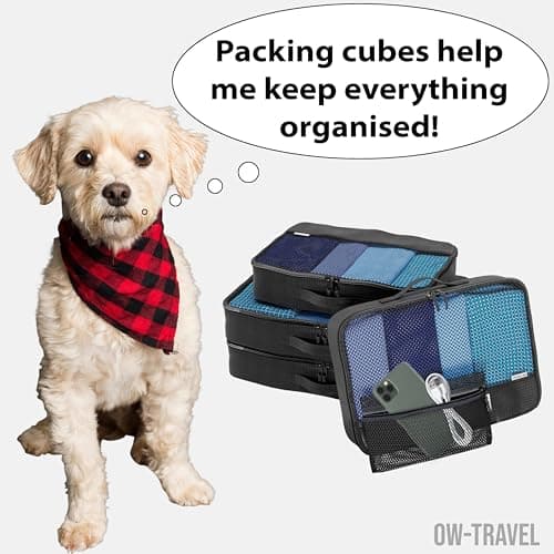 OW-Travel Packing Cubes for Suitcases, Black M/L, 5 Pcs with Mesh Zip Pouch — view 2